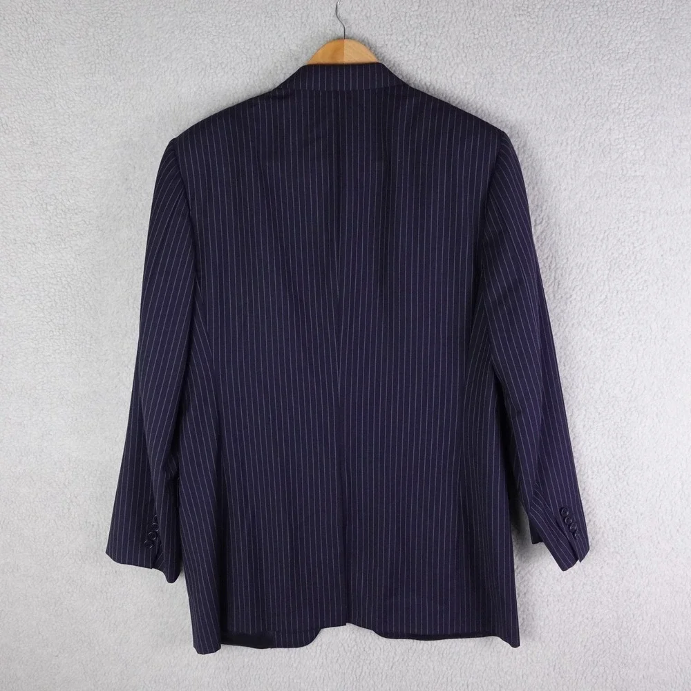 Canali Mens Navy Blue Pinstripe Virgin Wool Blazer Jacket Made in Italy Size 54L